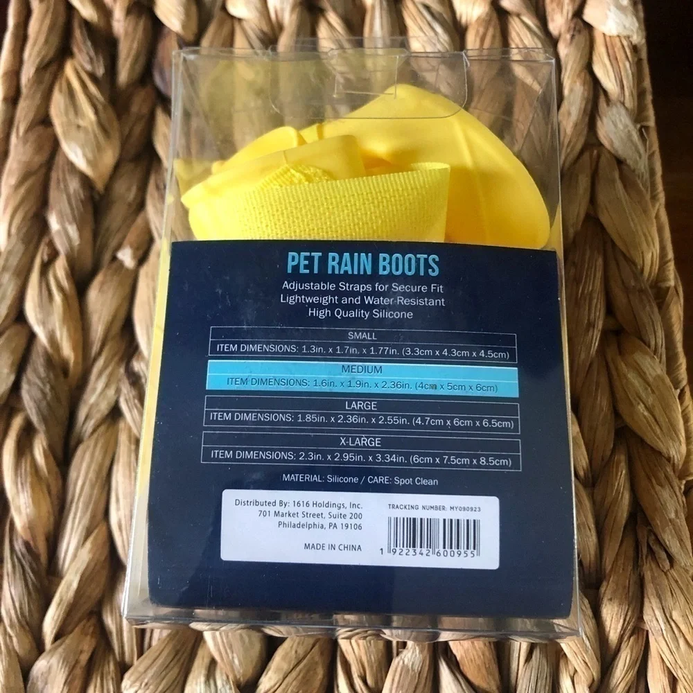 Yellow pet rain boots in size M